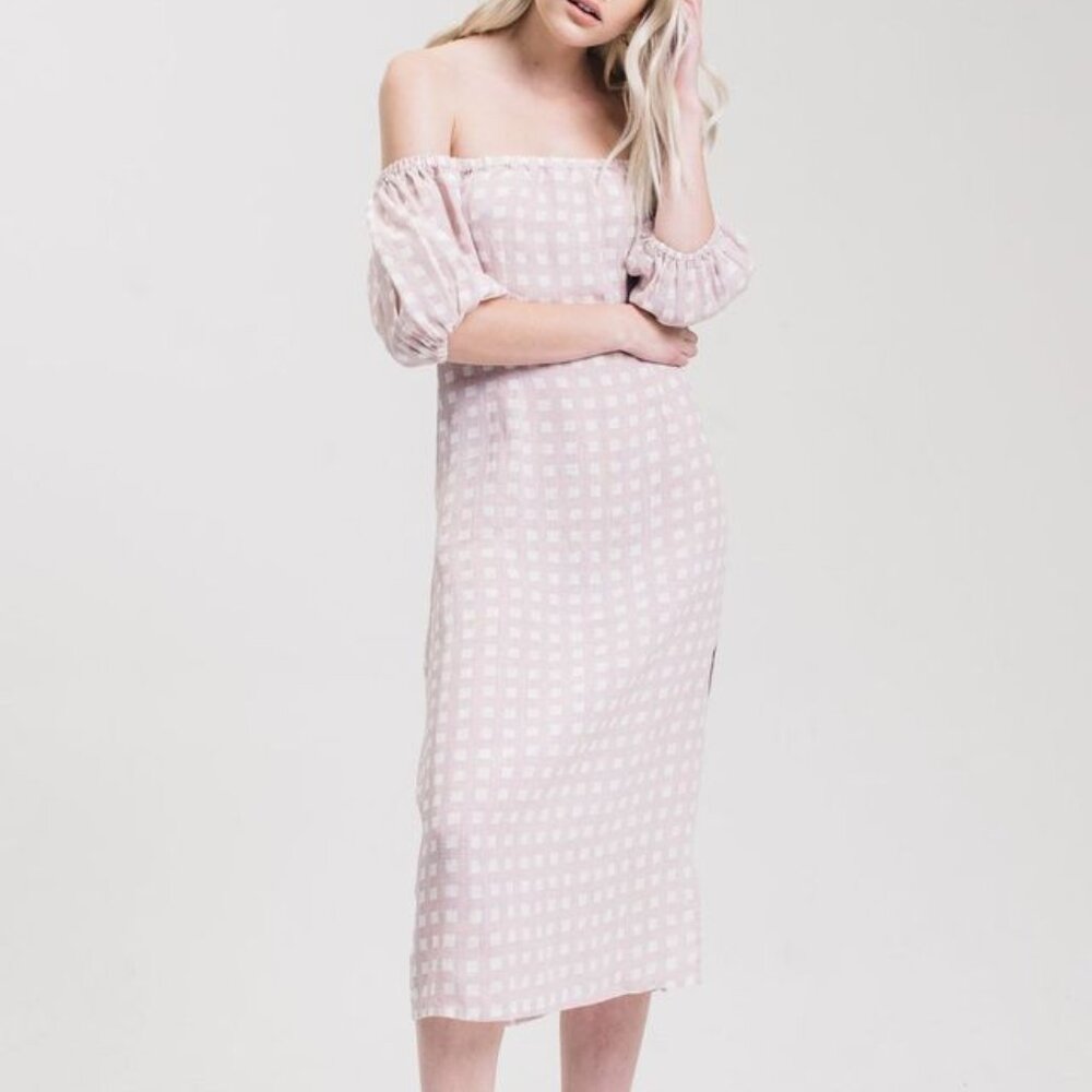Winston White Lotus Midi Dress in Mauve Gingham